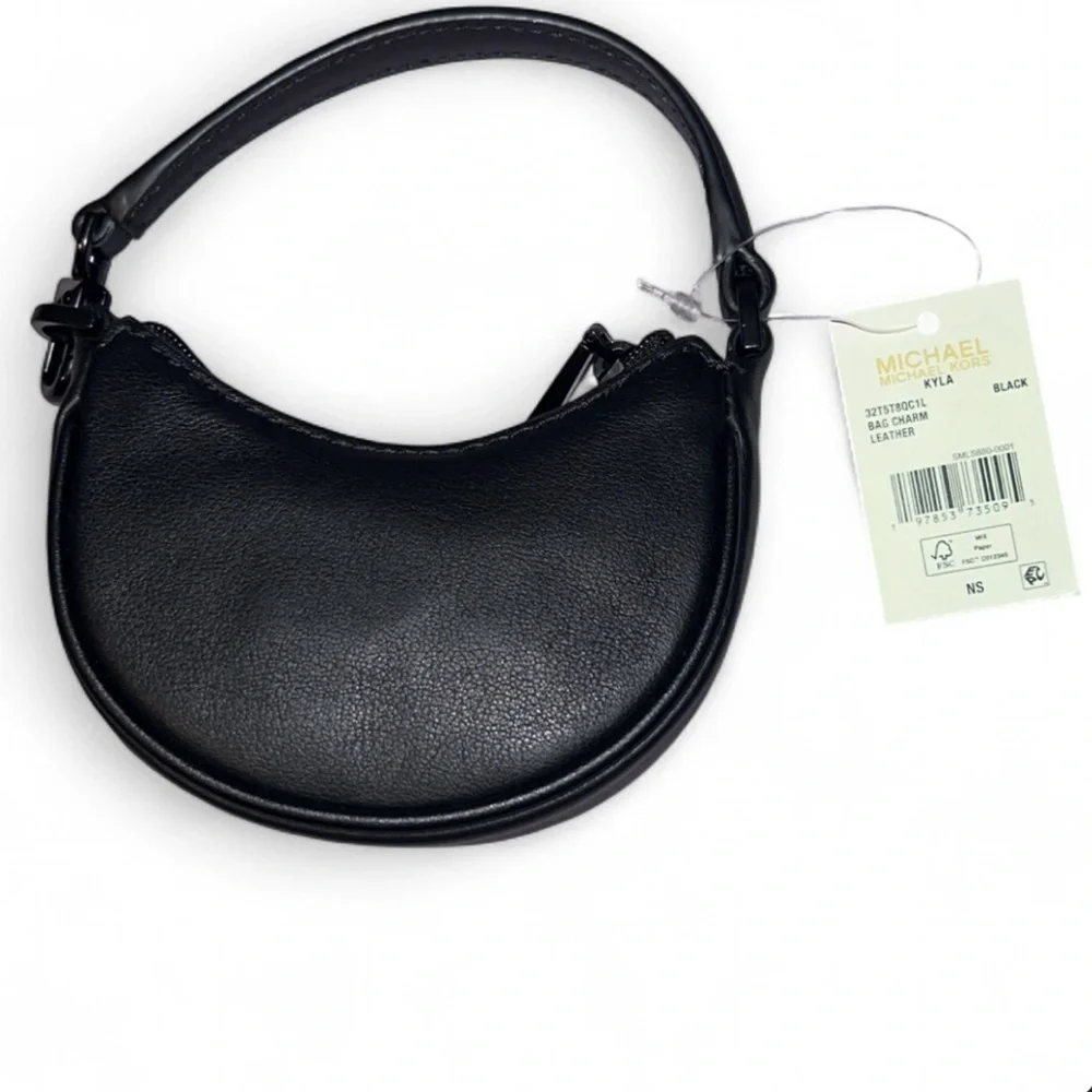 Michael Kors Kyla Black Leather Bag Charm Bag NWT - Picture 2 of 8
